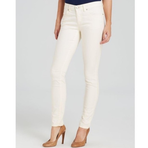 NWT Eileen Fisher System white organic sateen cotton jeans Sz 2 - Picture 1 of 14